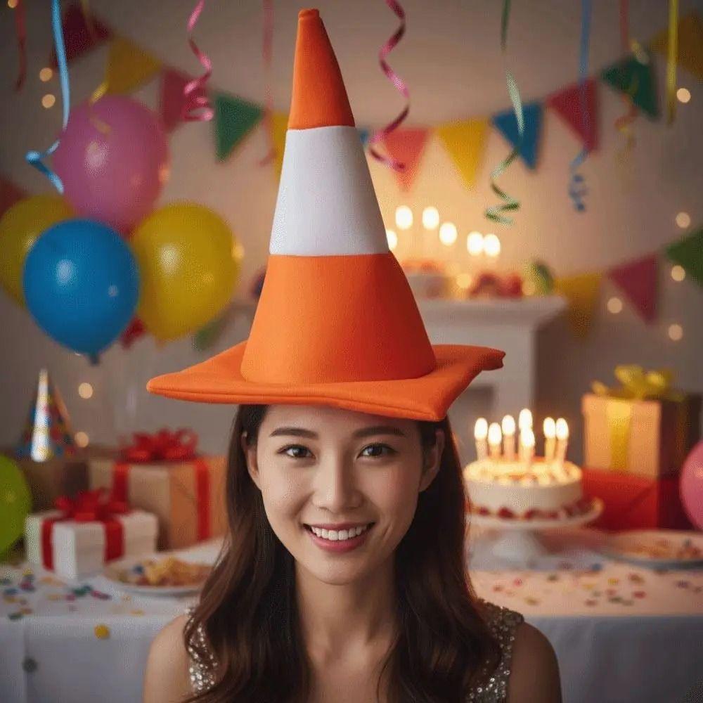 Foldable Design Conical Hat Stage Hat Party Hip Hop Hat Funny Traffic Cone Hat Stage Performance