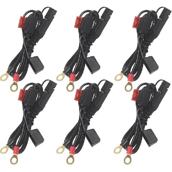 [ 6 PACK] Sae To O Ring Terminal Harness 2FT - Sae Eyelet Ring Terminal Cable 16Awg Motorcycle Battery Trickle Charger Extension Cord With Sae
