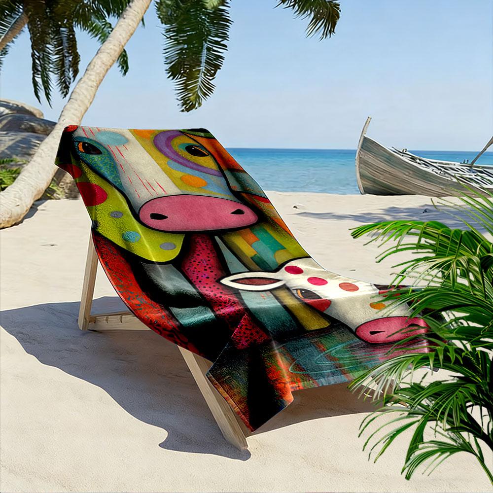 Colorful Cow Art Towel A must-have beach towel for beach travel