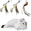 3 of Ni Cat Teaser Cat Toy Cat Toy Play Cat Fishing Rod (1) & Feathers (3 Nidori Birds)