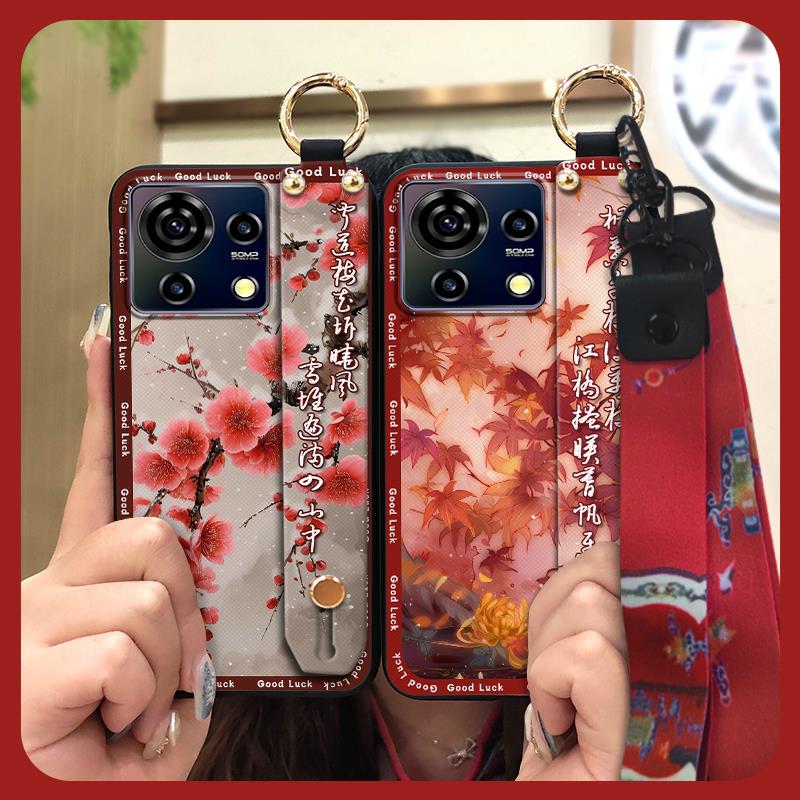 Protective Soft case Phone Case For ZTE Blade V50 Vita Fashion For Mom Shockproof Wristband Elderly lady Wrist Strap