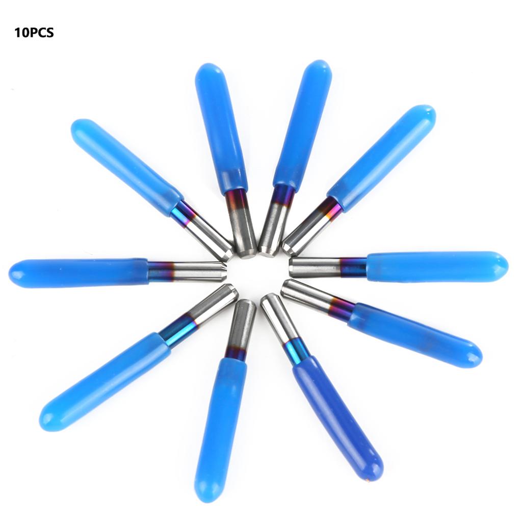10Pcs box 3.175 Blue Plating Tungsten Steel Engraving Tool CNC Carving Tool (20 degrees *0.1)