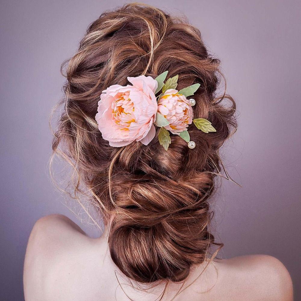 Цветочная брошь, заколка для волос с цветком, головные уборы, заколки для укладки волос, очаровательные пучки для волос невесты, женщины и девушки