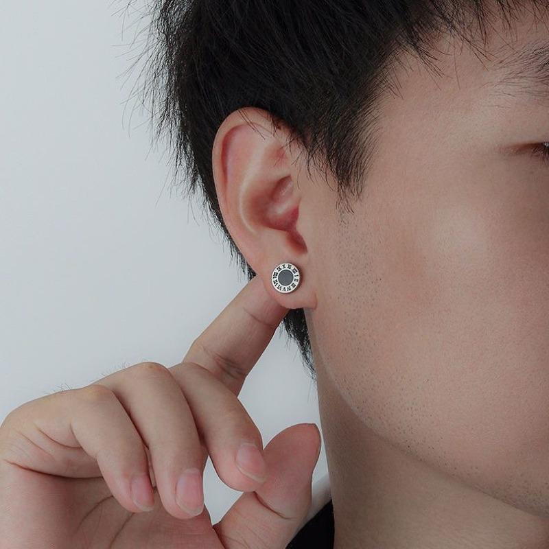 Серьга для мужчин, Хип-хоп стиль, Дизайн с римскими цифрами, Уникальная закрутка, Простая застежка, Крутой и элегантный вид.