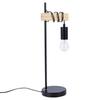 Lampa Stołowa Nocna na Szafkę Lampka Metalowa Drewniana Czarna Loftowa
