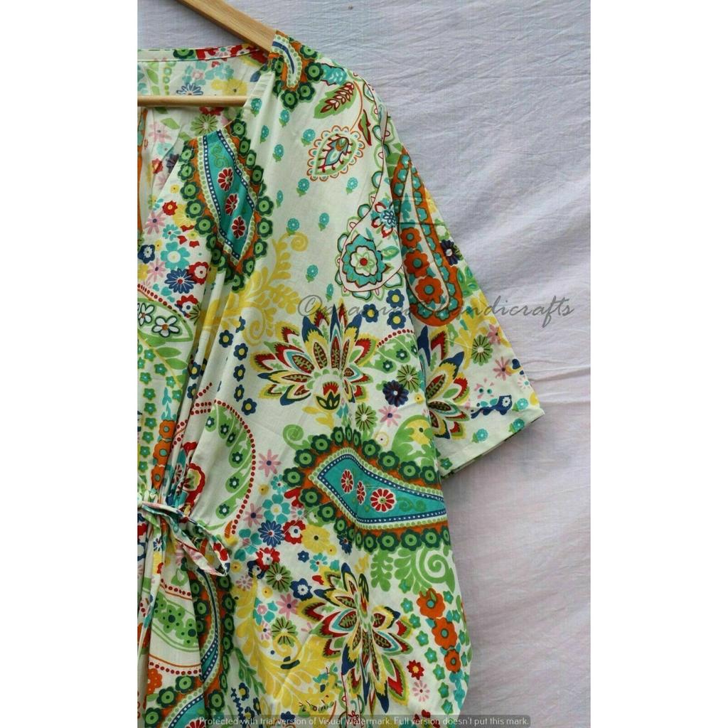 Индийское белое длинное платье-кафтан с принтом пейсли, кафтан макси, женское ночное платье CKFTN-SCRN-FULL-BUYIT-004