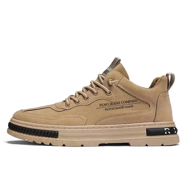 Fashion Men's Platform Sneakers Autumn Fashion Comfort Men Ankle Boots Anti-slip Wear-resistant Work Shoes Trend Lace Up High Top Shoes