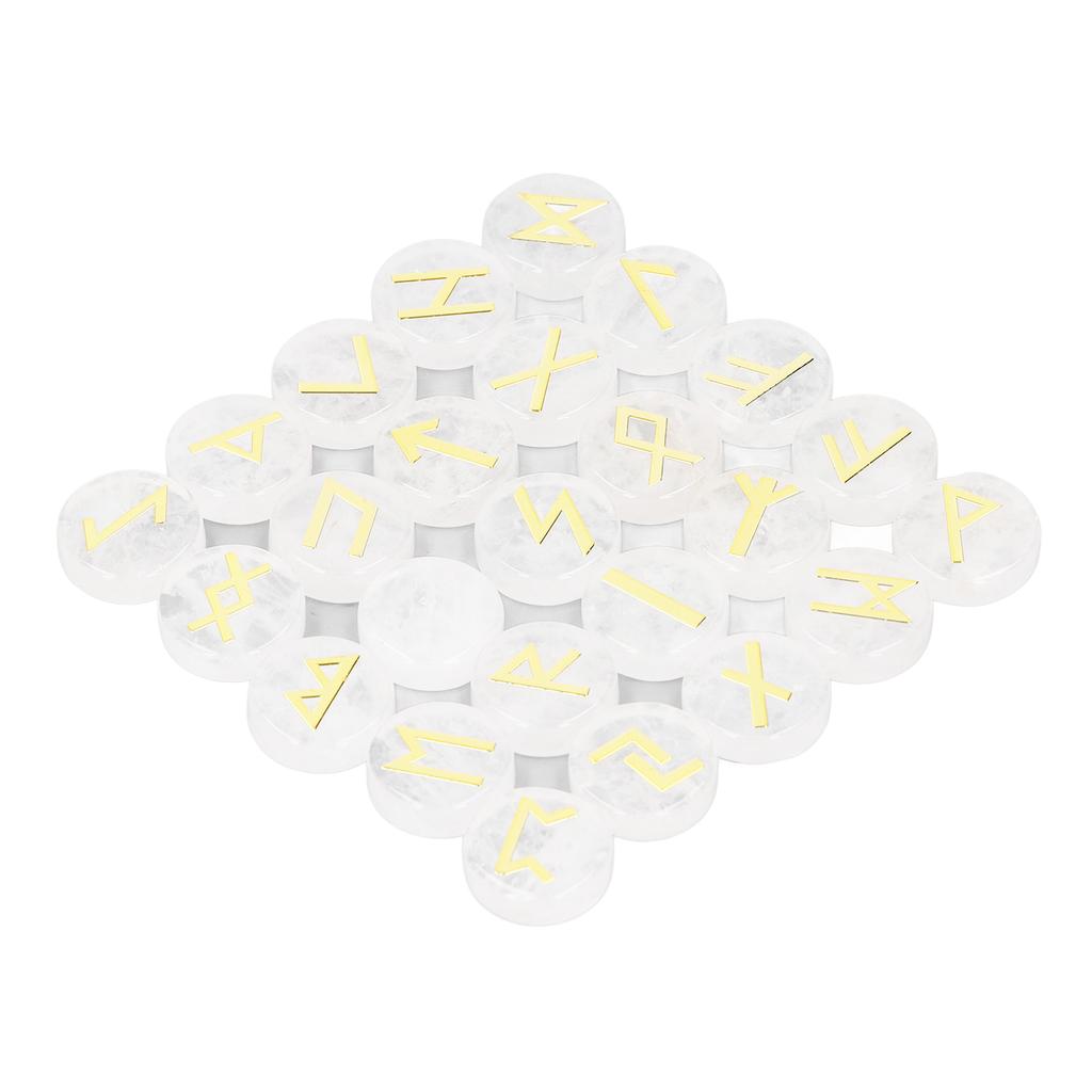 25 Pieces Round Rune Stones Engraved Symbol Stone Set for Yoga Meditation and Holiday Present