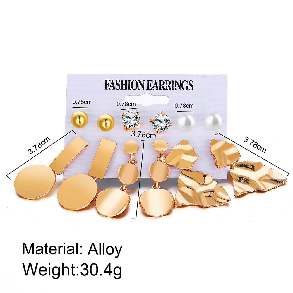 Fashion Women Metallic Element Round Irregularly Geometrical Ear Stud