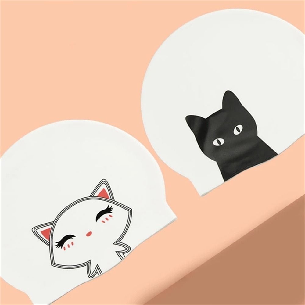 Hair Thickened Ears Protect Cartoon Cat Elastic Swim Pool Cap Swimming Cap Swimming Hat Diving Hat