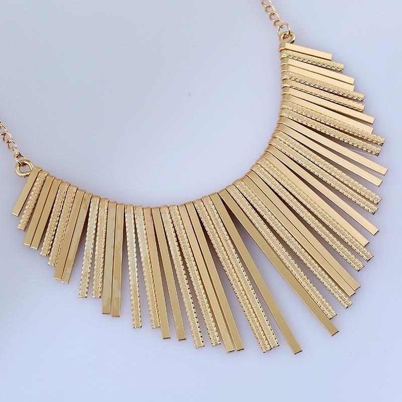 Exaggerated Personality Frosted Metal Tassel Necklace Long Clavicle Chain Necklace Neck Jewelry