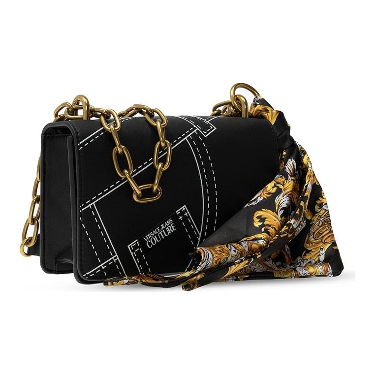 Versace Jeans Couture Модная кожаная сумка через плечо с принтом Женские сумки Черный E1VZABA2-71574-899