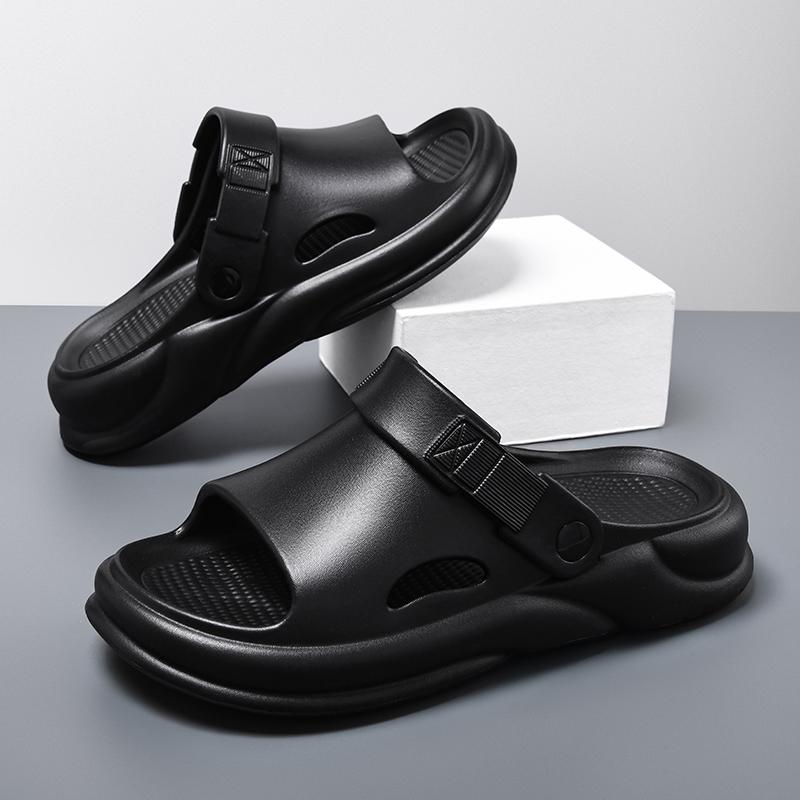 Fashion Summer Beach Black Slides for Men Women Outdoor Comfortable Slippers Lightweight Non Slip Breathable Garden Casual Sandals