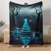 1Pc Christmas Dark Forest Blanket Soft And Comfortable Casual Warm Camping Travel Christmas Halloween Gift M292153