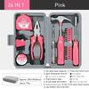 Gift,1 Set 24 In 1 Multifunctional Home Repair Hand Tool Set, Pliers, Tape Measure, Hammer Wrench, Screwdriver, Pink Hardware With Toolbox