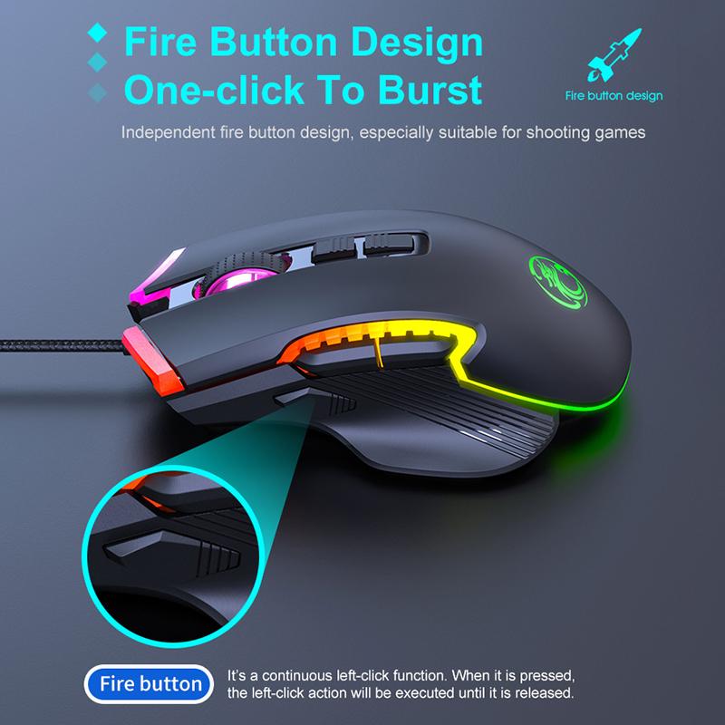 iMICE T70 Game Mouse 8D RGB Programmable Mice For Game Office Glowing 7200 DPI Gaming USB Wired 8 Buttons