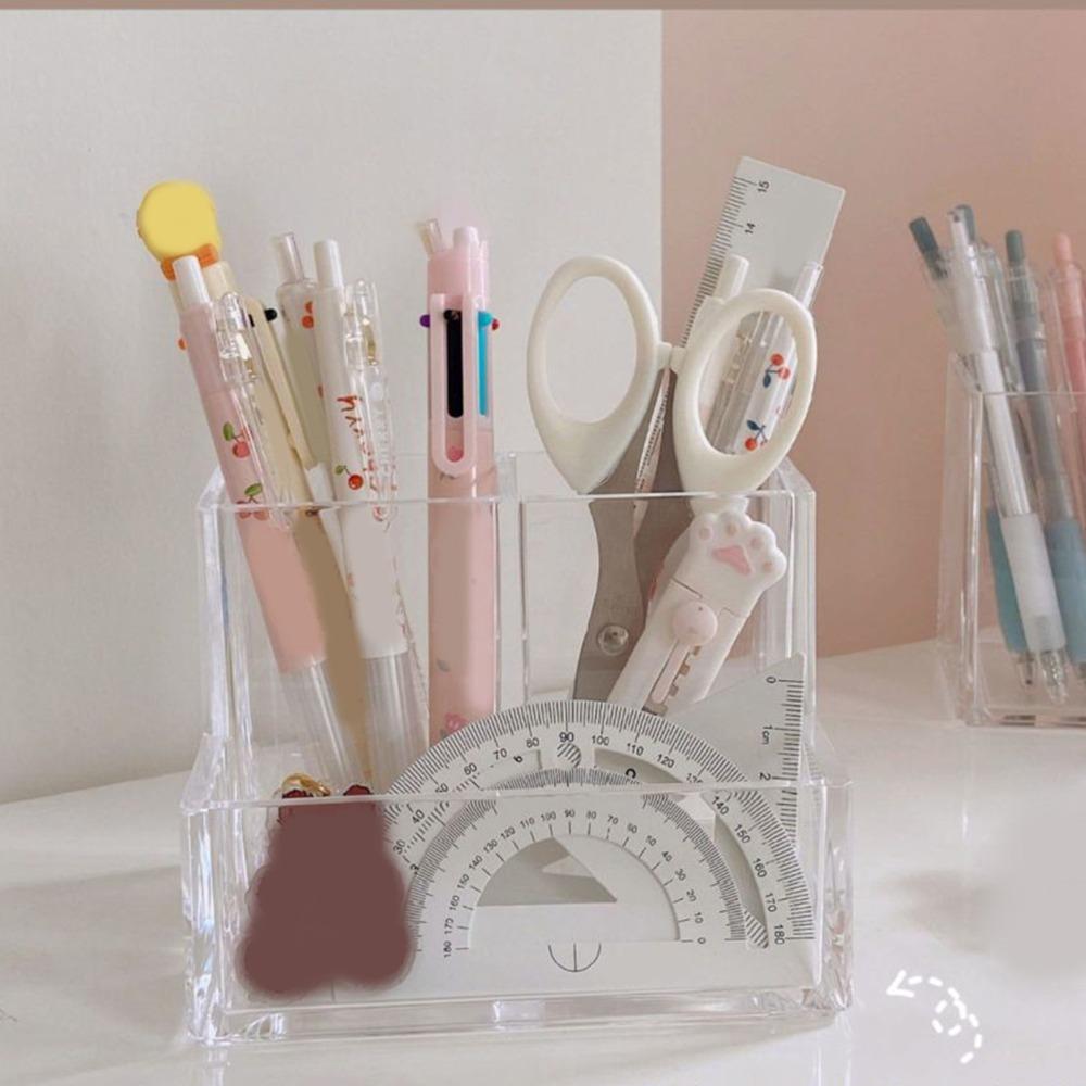 Space Saving Acrylic Pen Holder Clear Transparent Pen Holder  Countertop Desk