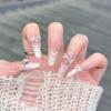 Pure Hand-wearing Armor High-end Butterfly Manicure French Flash Zircon Powder Diamond