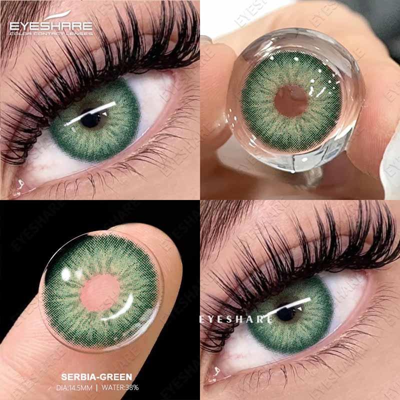 Eyeshare Цветные контактные линзы коричневые свежие годовые одноразовые линзы зеленые удобные натуральные контактные линзы цветные мягкие линзы для глаз 1 пара