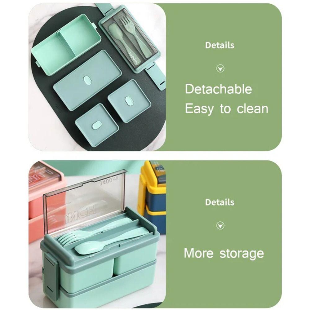 Single/Double Layer Portable Lunch Box Leakproof Design Food Lunchbox Dinnerware Set  Office Use