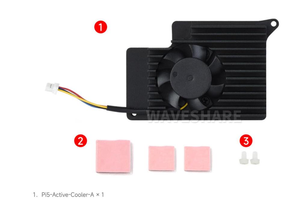 Вентилятор охлаждения Raspberry Pi 5 с радиатором и термопрокладкой