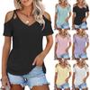 Женская модная повседневная футболка с v-образным вырезом и двойными плечами без бретелек, топ