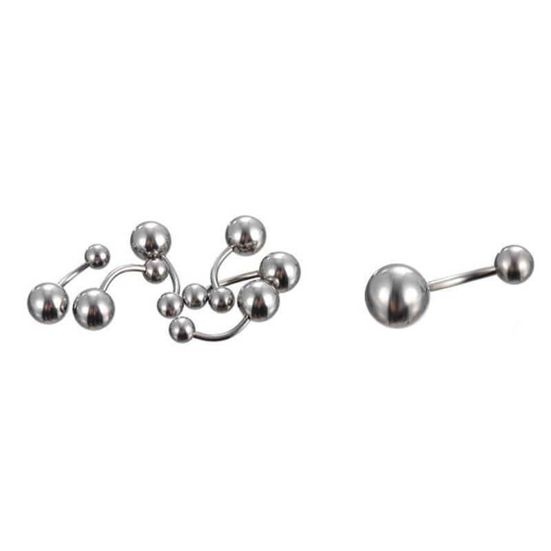 60pcs/set Titanium Steel Tongue Lip Nose Navel Ring Body Piercing Jewelry Set