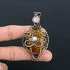 Baltic Amber & Moonstone Gemstone Handmade Pure Copper Wire Wrap Jewelry Pendant