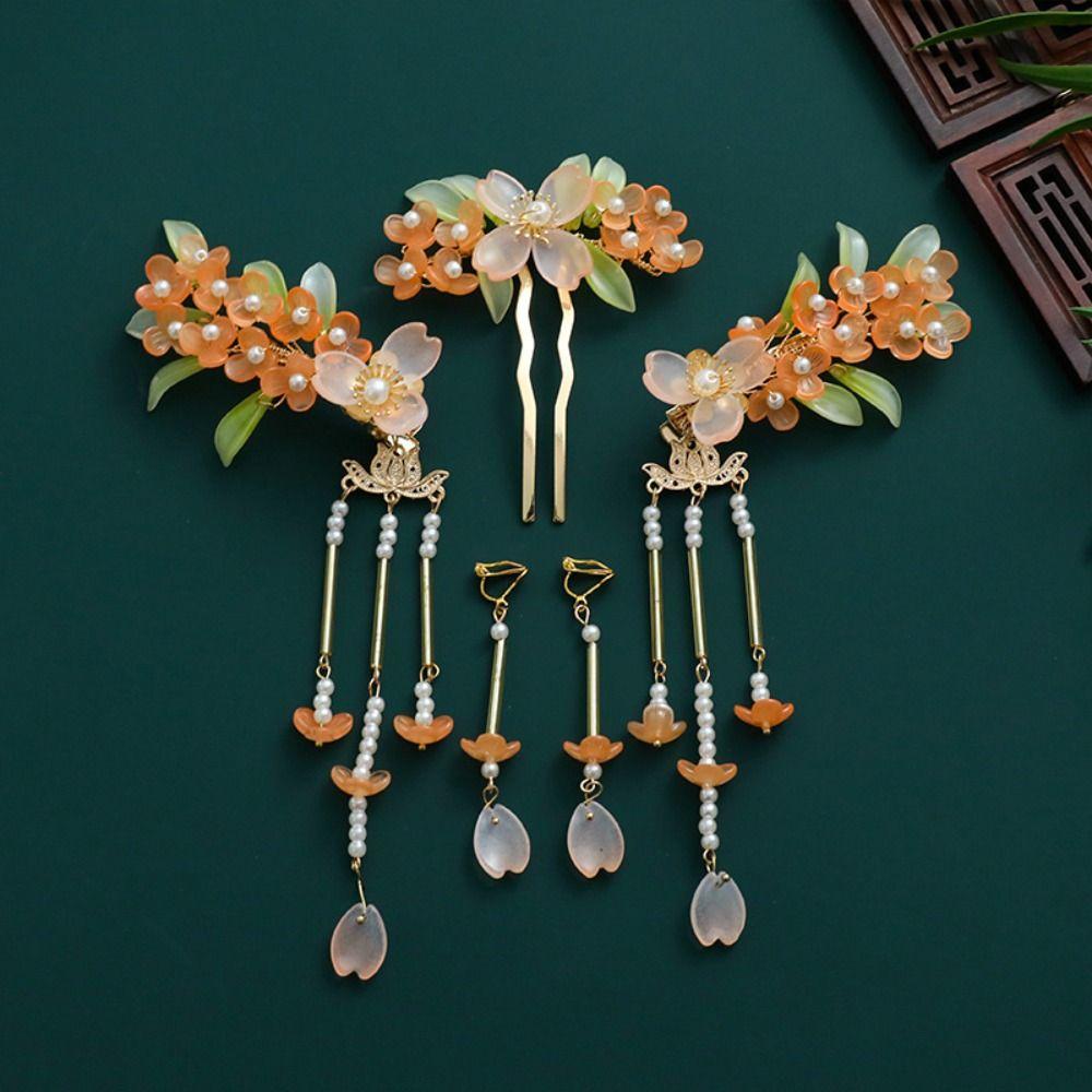 Набор шпилек для волос в китайском стиле с жемчугом и кисточками, классические аксессуары для волос для девочек в стиле ханьфу