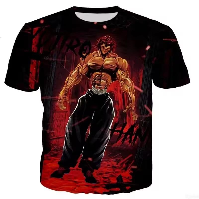 Anime 3D Muscle Printing Street Wear Men's Fashion Trend Street Round Neck T-shirt