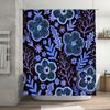 Floral Shower Curtain Waterproof Fabric Print Blue Flower Decorative Bath Rug Home Decoration 3D Black Background Shabby Chic Bo