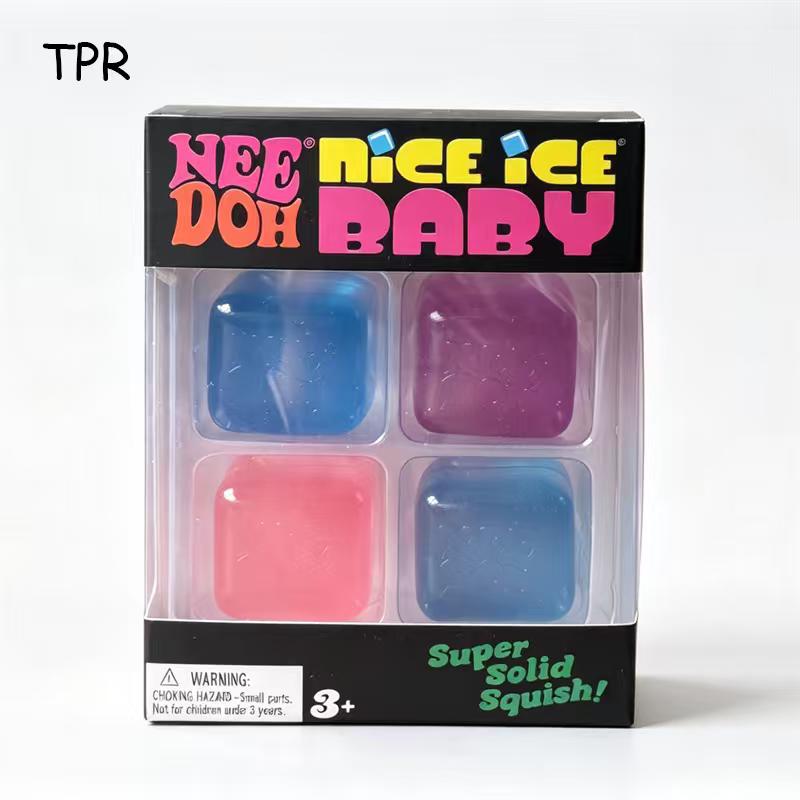 Needoh Nice Ice Мини 4 шт. Кубик Игрушка-Сквиш Прозрачный Блестящий Мягкий Сжимаемый Снятие Стресса Мальтоза TPR Нетоксичный Портативная Игрушка Подарок