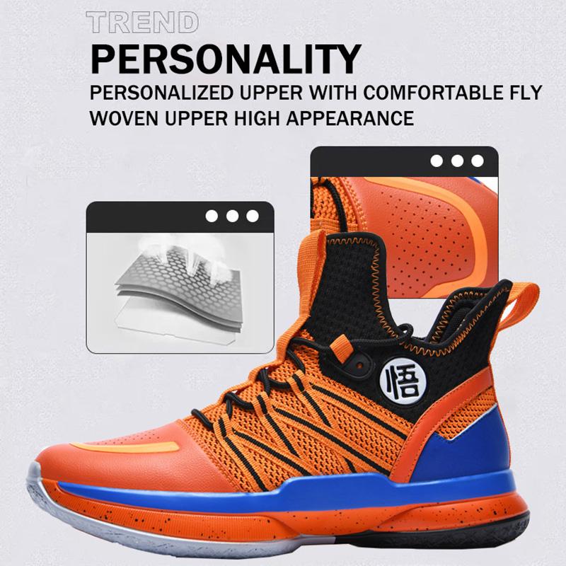 2024 Новые мужские баскетбольные кроссовки Dragon B Style оранжевого цвета, размеры 38-44, спортивные кроссовки с воздушной амортизацией, сетчатые дышащие тренировочные кроссовки