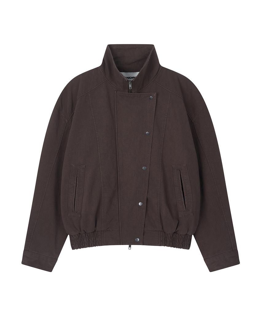 SANDRIC Side Button Cotton Jacket_Brown