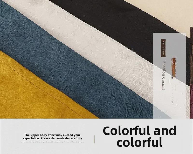 Новые женские брюки с высокой талией в стиле ретро из хлопка и льна с широкими штанинами на весну/лето