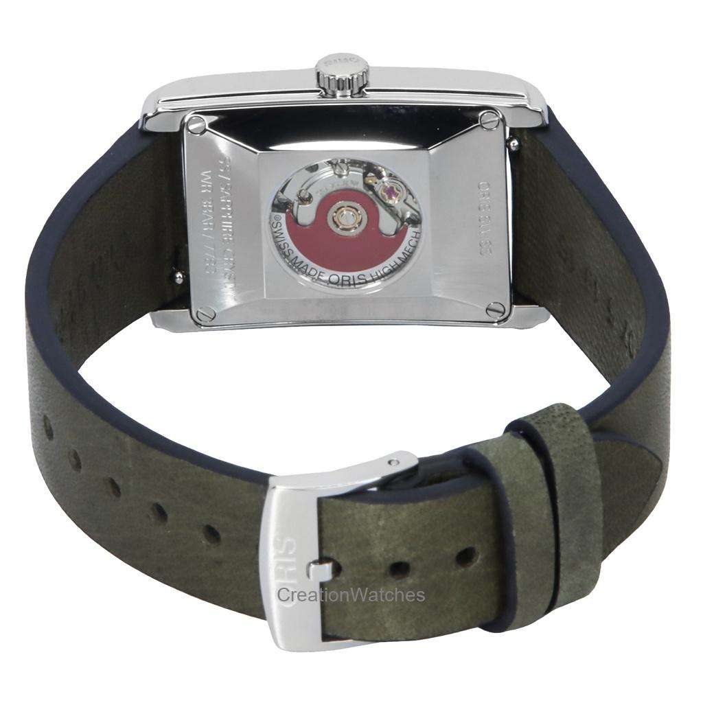Oris Прямоугольный кожаный ремешок зеленый циферблат автоматический 01-561-7783-4063-07-5-19-16 мужские часы