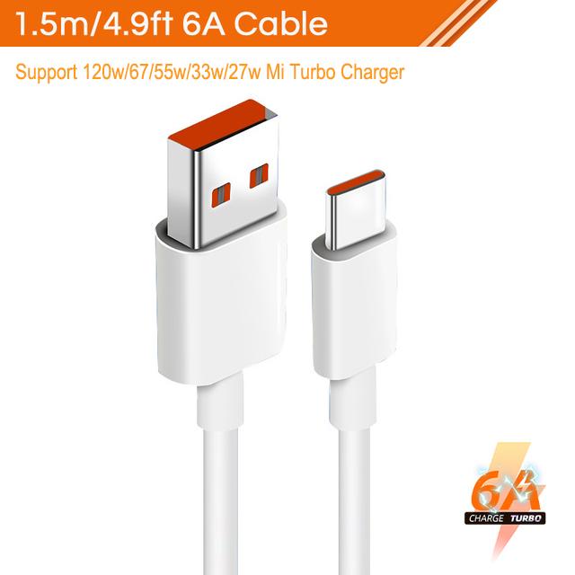 Для Xiaomi 11 12 13 кабель турбо-зарядного устройства 33 Вт 67 Вт 120 Вт для быстрой зарядки 6A для Xiaomi Redmi Note 12 11S Note 10 10Pro 10S Note 9 Pro Max POCO X3 X4 X5 PRO