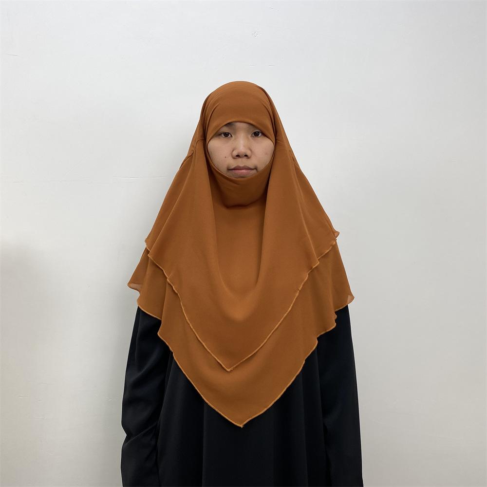 Однотонный двухслойный шифоновый платок на голову — стиль Ближнего Востока, Дубая, Турции. (Большой, 2305)