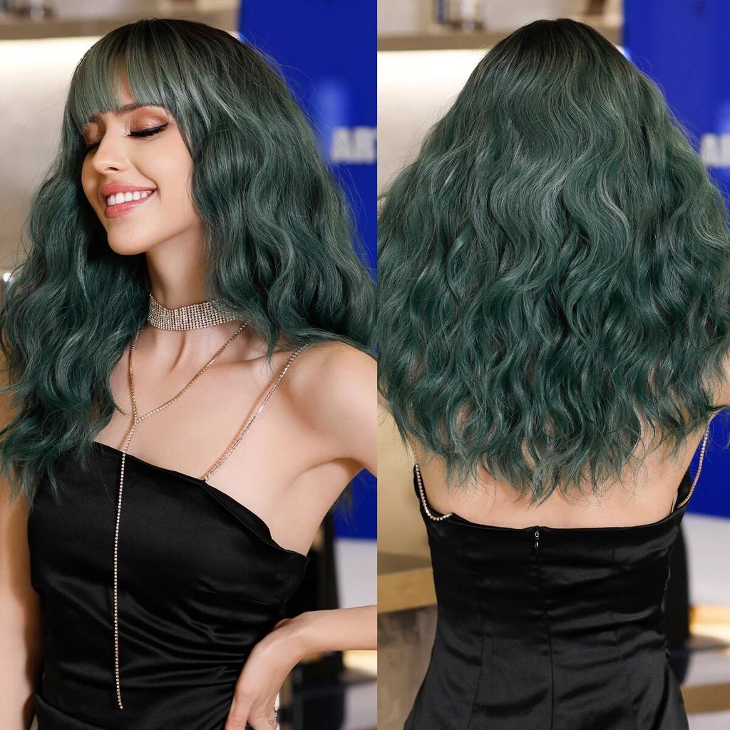 Серебристо-черный волнистый парик для женщин, повседневная вечеринка, косплей, средняя часть, парик из натуральных синтетических волос, термостойкое волокно