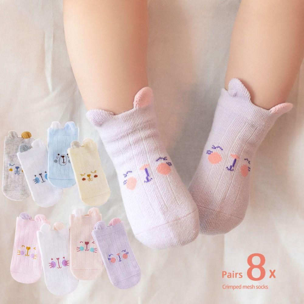 8Pairs Breathable Toddle Short Tube Socks Cat Rabbit Children Cartoon Socks  Autumn