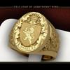 Кольцо-значок Sanjie Royal Lion Shield - позолоченная корона 18 карат для мужчин