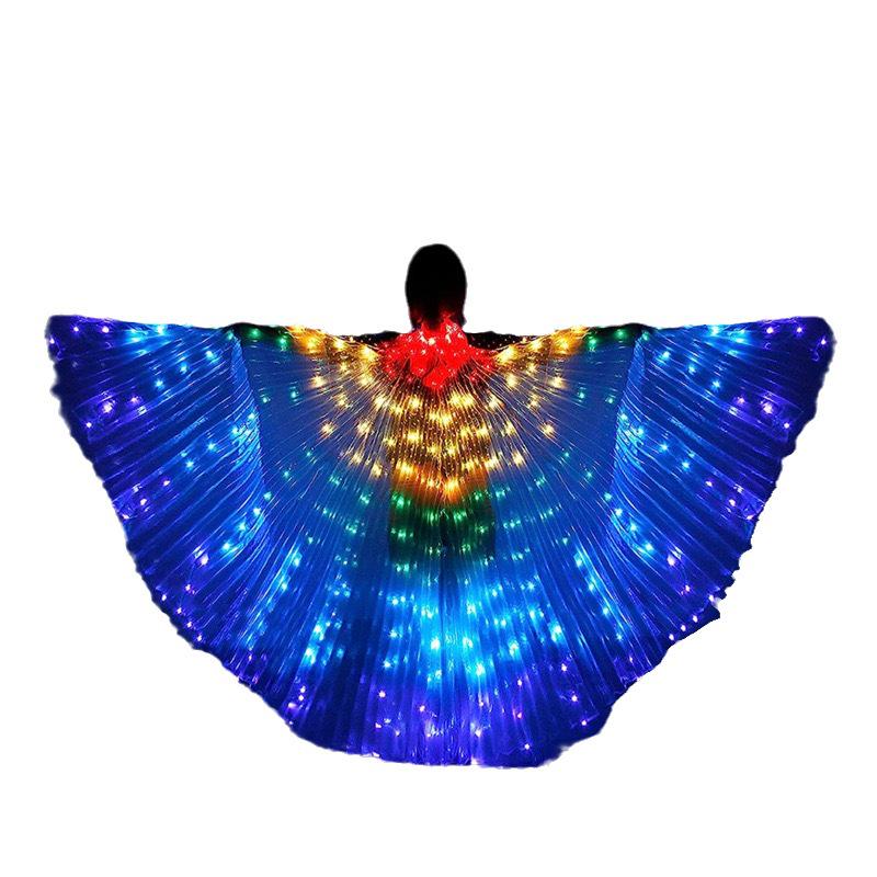 Multicolor LED Light-Up Gold Wings for Adult Belly Dance & Stage Performance