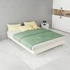 Modern Minimalist Bed Frame, 140x200 cm, Beige, Dutch Velvet Fabric, Low-Profile Base. Excludes Gas Lift Mechanism, Headboard, and Mattress.