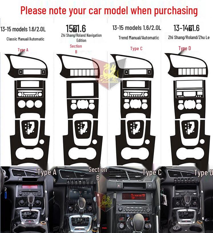 Наклейка на консоль переключения передач из углеродного волокна для Peugeot 3008