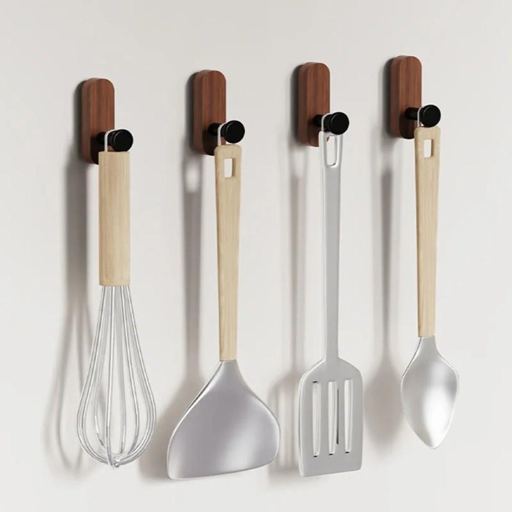 No-drill Wood Wall Hooks Self Adhesive Key Holder Multi-Purpose Mounted Hooks Home Storage Use