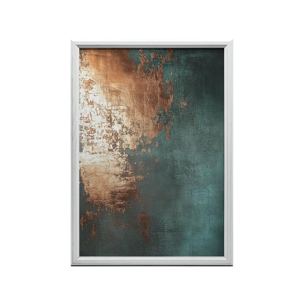 Miedziowy Akcent W Turkusie Miedziowy Akcent W Turkusie, 30X40 Cm, Bez Ramy, Płótno Premium Na Blejtramie