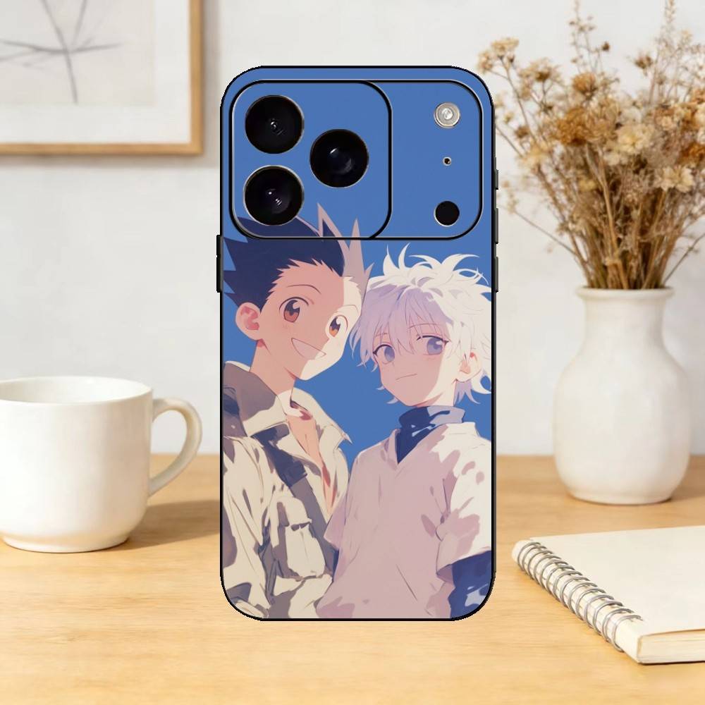 Чехол для телефона Hunter X Hunter с Гон и Киллуа для iPhone 17,16,15,14,13,12,11 Plus,Pro,Max,Mini Силиконовый черный Мягкий чехол