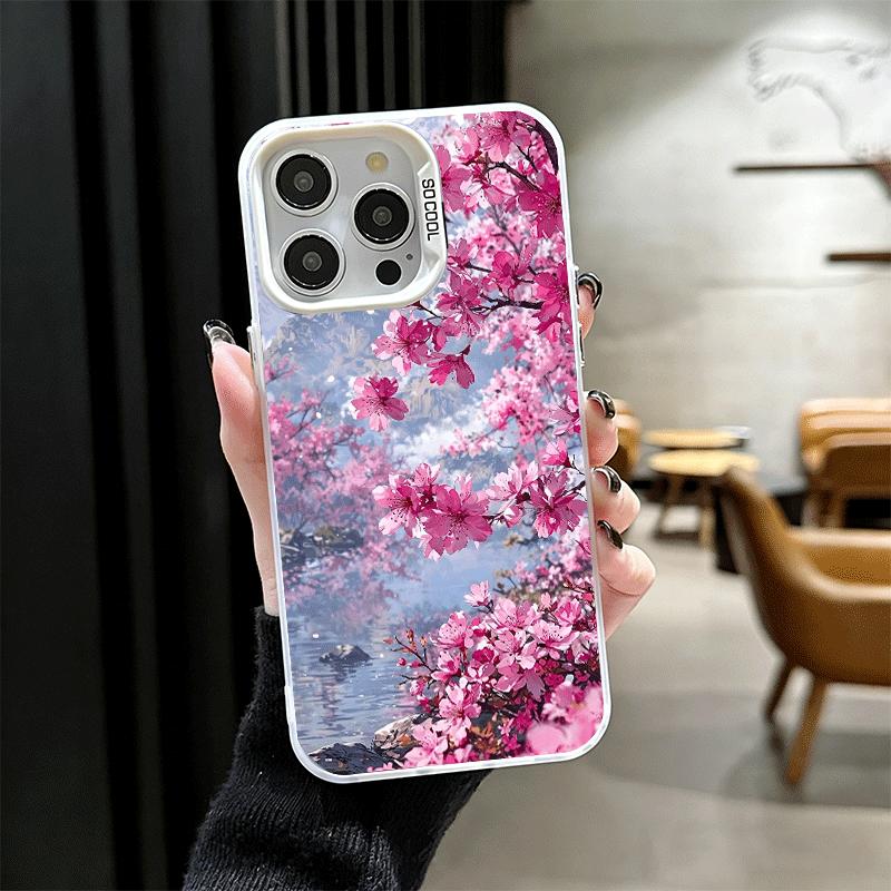 Мечтательная ночная вишня Мягкий чехол для телефона iPhone 15 16 17 Pro Max 17Air 16E 14 Plus 13 12 Mini Ударопрочный задний чехол