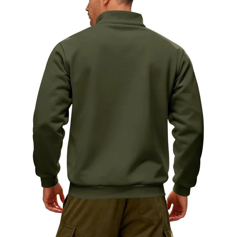 Зимний флис Тяжелые толстовки Свободные Уличные Мужские Теплые Пуловер с полумолнией и воротником-стойкой Спортивное худи для мужчин