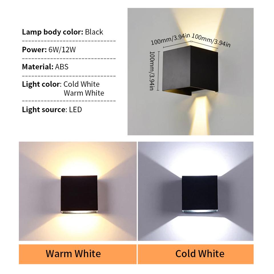 Настенный светильник светодиодный 85-265 В 6 Вт 12 Вт холодный белый теплый белый подходит для внутреннего наружного сада удобное украшение простая установка